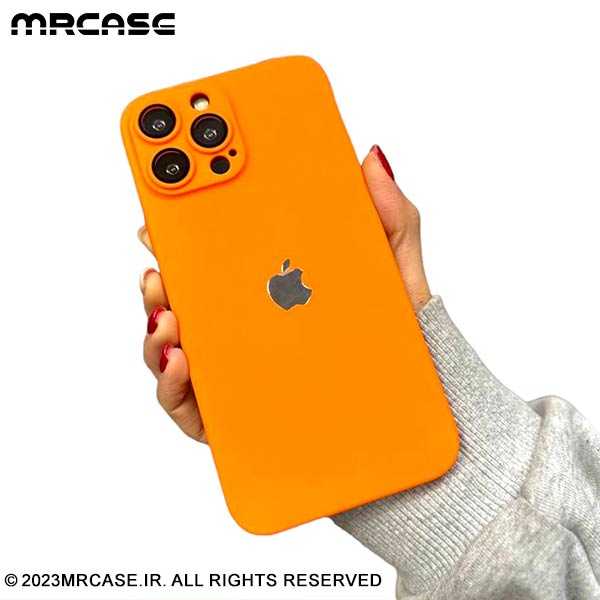 قاب گوشی نارنجی لوگو برجسته ایفون